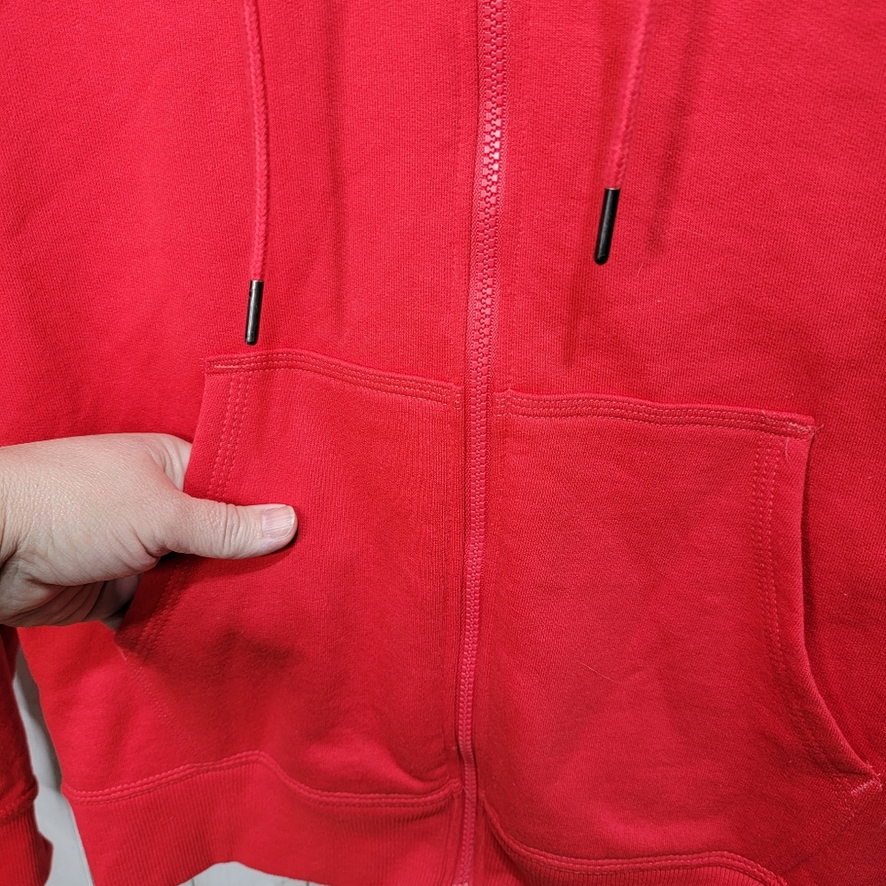 Champion Red Sweatshirt Fleece Jacket Powerblend Full Zip Hooded Logo Size Small - Picture 3 of 8